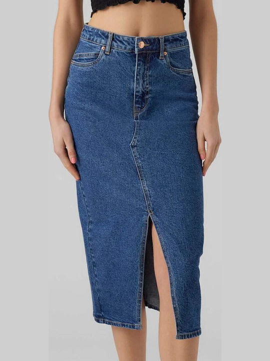 Veri Τζιν Ψηλόμεση Midi Φούστα Medium Aged Denim