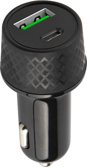 Forever Încărcător Auto 45W 2.4A cu Porturi: 1xUSB 1xType-C Negru Culoare