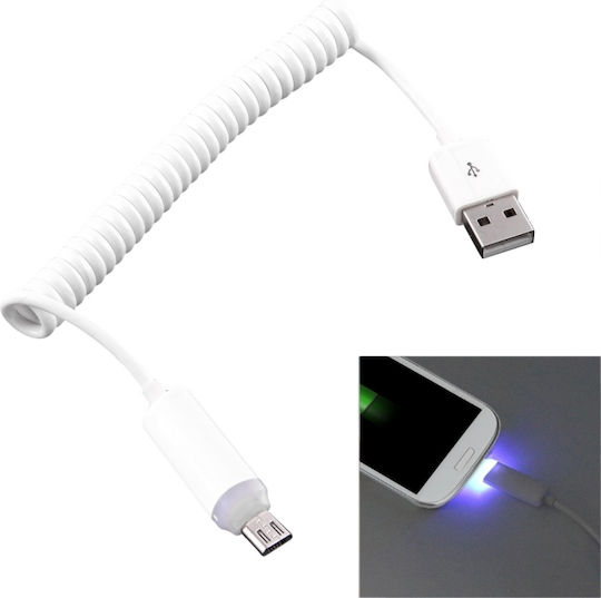 LED USB 2.0 to micro USB Cable Λευκό 1m (SAS0538W)