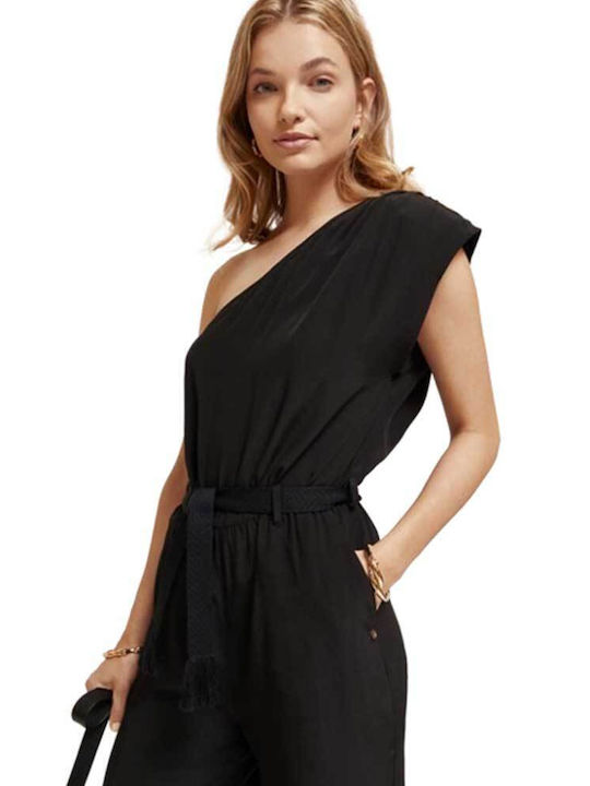 Scotch & Soda Women's Jumpsuit with One Shoulder Evening Black