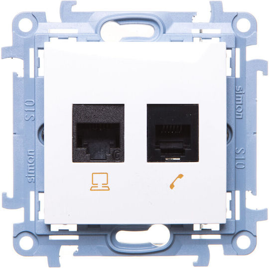 Kontakt-Simon Double Network Socket RJ45 Without Frame in White Color C6T.01/11
