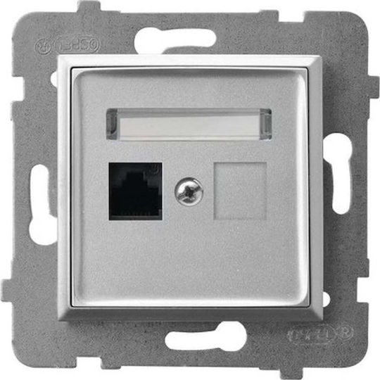 Ospel Μονή Πρίζα Δικτύου RJ45 χωρίς Πλαίσιο σε Γκρι Χρώμα GPK-1U K M 18