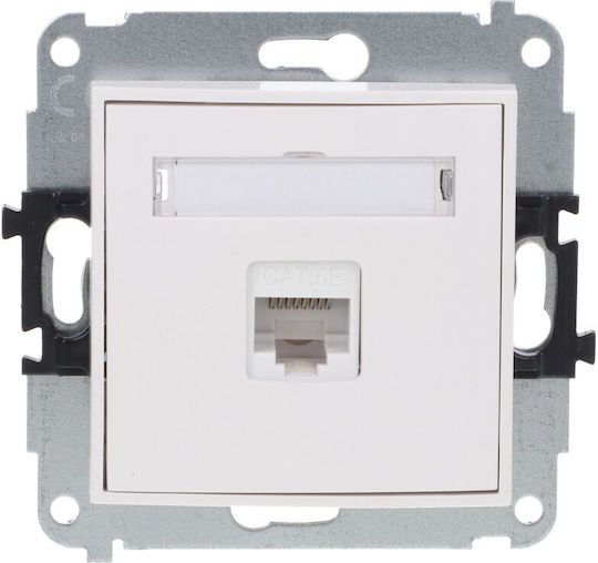 Karlik Μονή Πρίζα Δικτύου RJ45 χωρίς Πλαίσιο Τύπου Cat5 σε Λευκό Χρώμα MGK-1