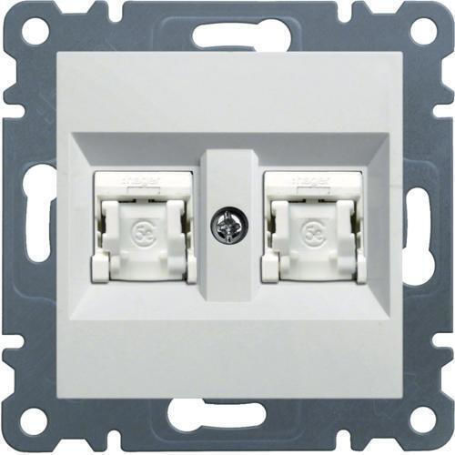 Hager Lumina2 Διπλή Πρίζα Δικτύου RJ45 χωρίς Πλαίσιο σε Λευκό Χρώμα WL2120