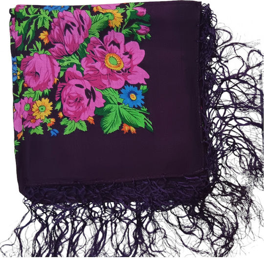 Afoi Giannakopouloi Women's Burgundy Scarf with Tassels Traditional Costume Accessory