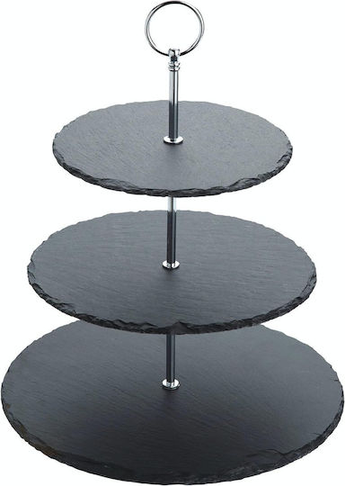 Kitchen Craft Stone Dessert Tower Stand with 3 Tiers Black 28.5x28.5x34.5cm