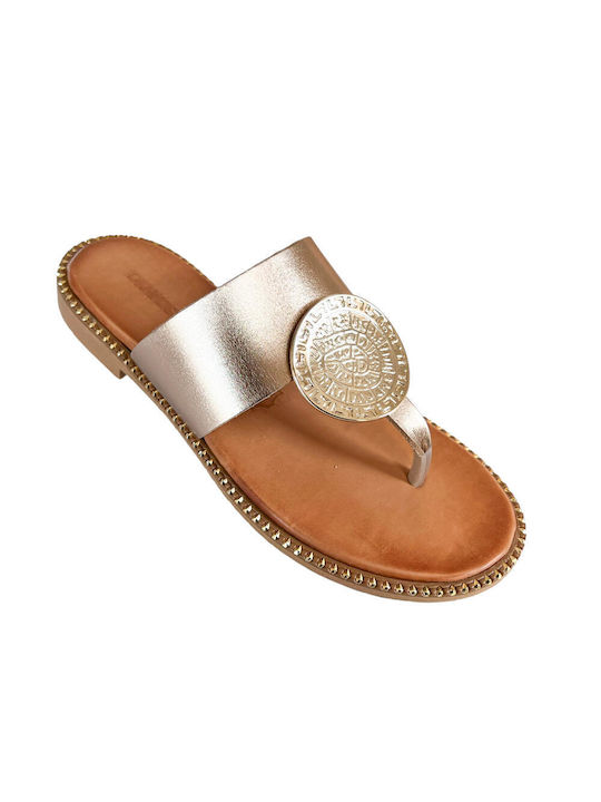 Gkavogiannis Sandals Leder Damen Flache Sandalen Rose Gold