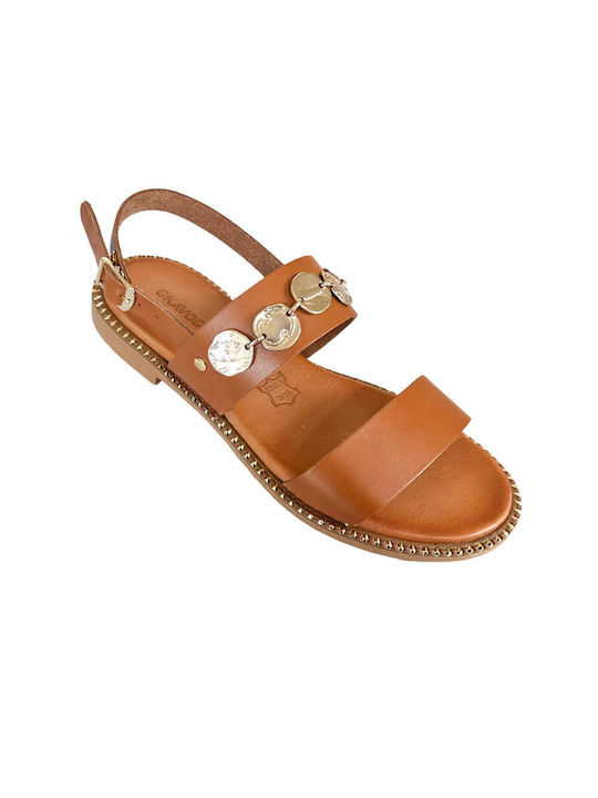 Gkavogiannis Sandals Handmade Leather Women's Sandals Tabac Brown