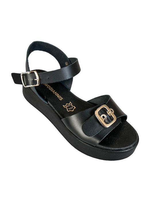 Gkavogiannis Sandals Δερμάτινα Γυναικεία Σανδάλια Flatforms σε Λευκό Χρώμα