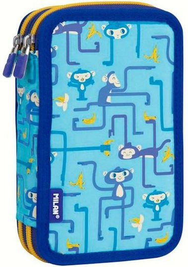 Milan Pencil Case with 2 Compartments Blue