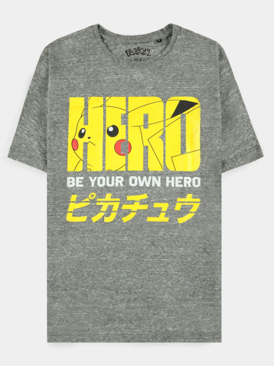 Difuzed Pokemon Pikachu Pika Hero Uomo T-shirt Pokemon Γκρι