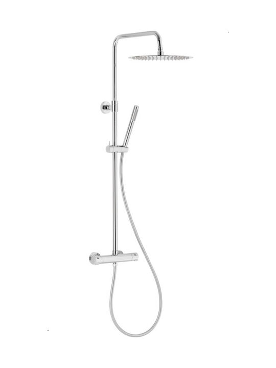 KFA Adjustable Shower Column with Bathtub Mixer 125cm Silver