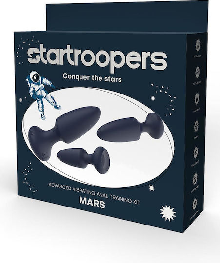 Dream Toys Startroopers Mars Πρωκτικές Σφήνες με Δόνηση Σετ Medium Μαύρες 21.8cm 3τμχ