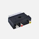 3 Конвертор Scart / RCA мъжки към Scart / RCA женски Черен 1бр