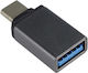 PremiumCord Μετατροπέας USB-C male σε USB-A female Γκρι 1τμχ KUR31-03