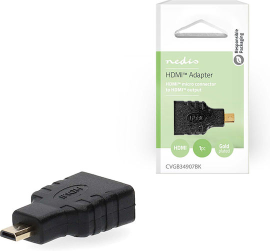 Nedis Μετατροπέας micro HDMI male σε HDMI female Χρυσό 1τμχ (CVGB34907BK)
