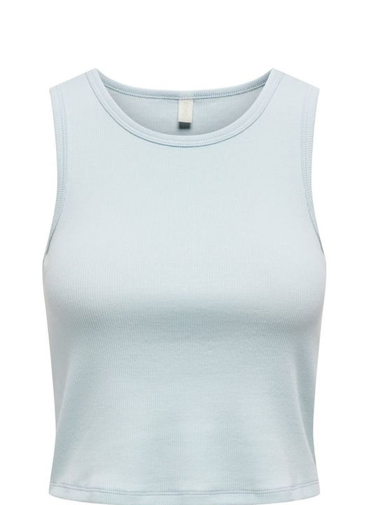 Only Damen Crop Top Baumwolle Ärmellos Hellblau