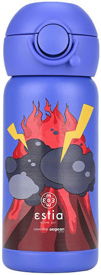 Estia Wonder Bottle Save the Aegean Kids Water Bottle Thermos Stainless Steel with Straw Non Spill Lava Splash 350ml