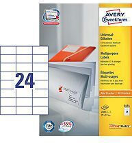 Avery 1τμχ Αυτοκόλλητες Ετικέτες Ορθογώνιες σε Λευκό Χρώμα 70x37mm