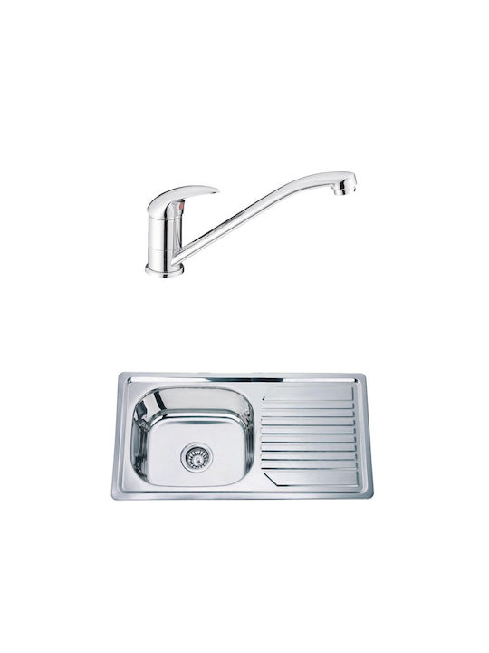 Inter Ceramic Piedmont ICSETICF7111022ICK8244R Drop-In Chiuvetă Dreapta Inox L81xW43.5cm Argintiu