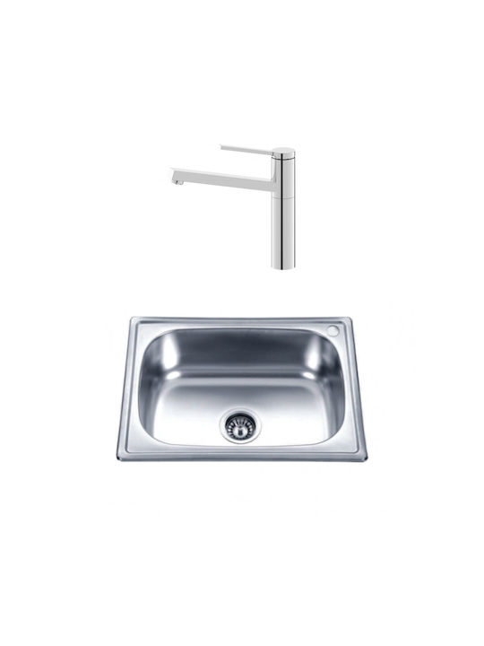 Inter Ceramic Drop-In Spüle Inox B60xT45cm Silber