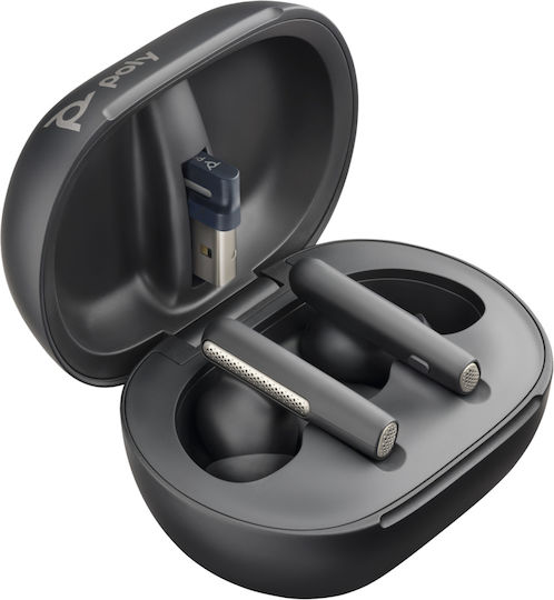 Poly Voyager Free 60+ UC M + BT700 USB-C Adapter + Touchscreen Charge Case In-ear Bluetooth Handsfree Earphones with Charging Case Carbon Black