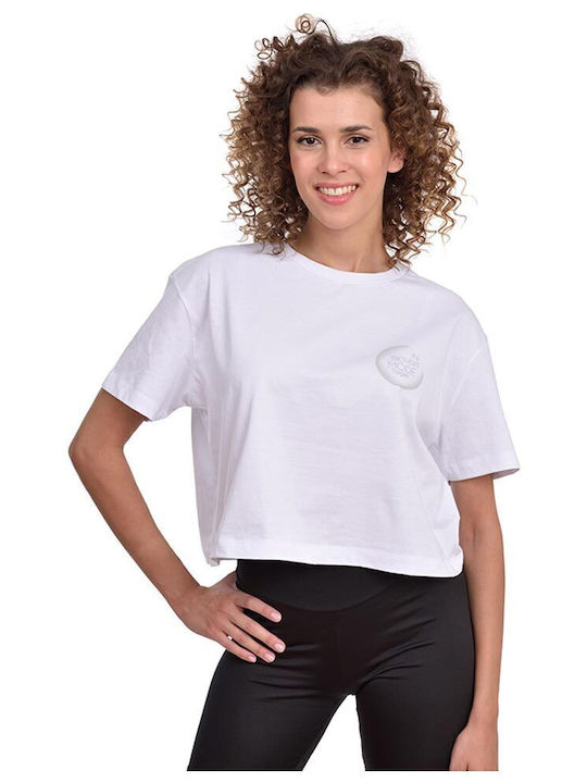 Target Damen Sport Crop Top Kurzarm Weiß