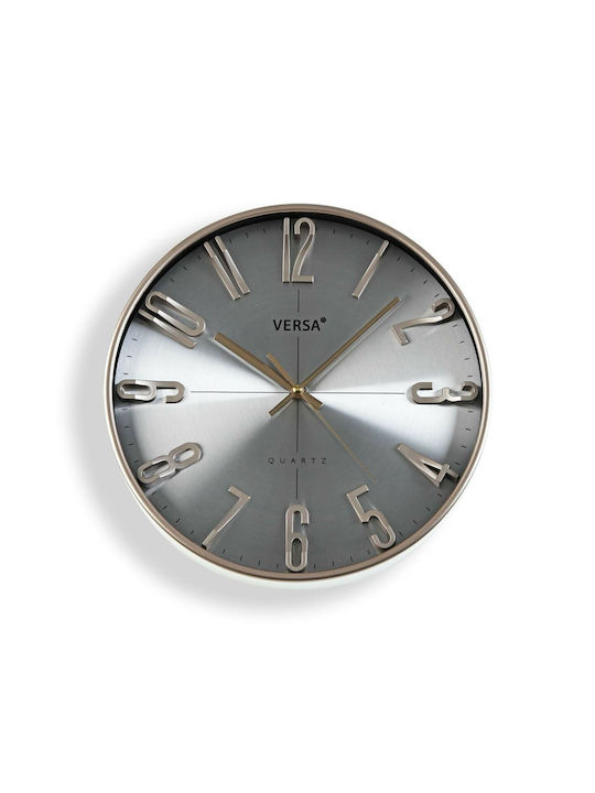 Wall Clock Plastic Silver Ø30cm