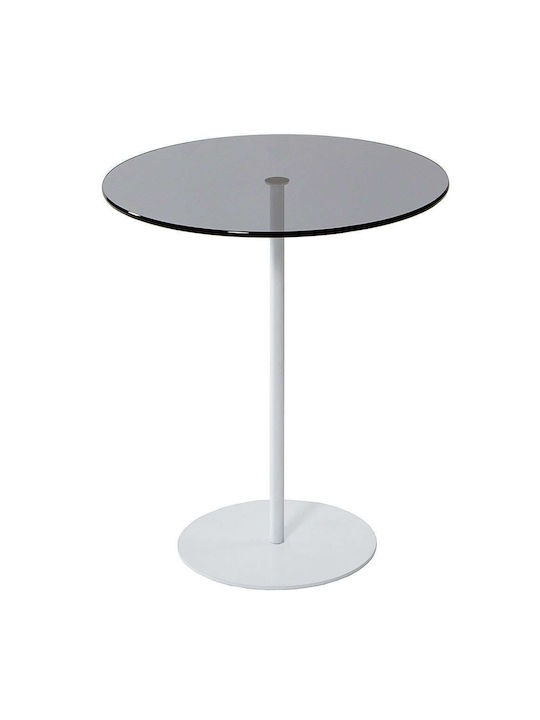 Round Side Table Chill-out Glass White-dark Grey L50xW50xH50cm