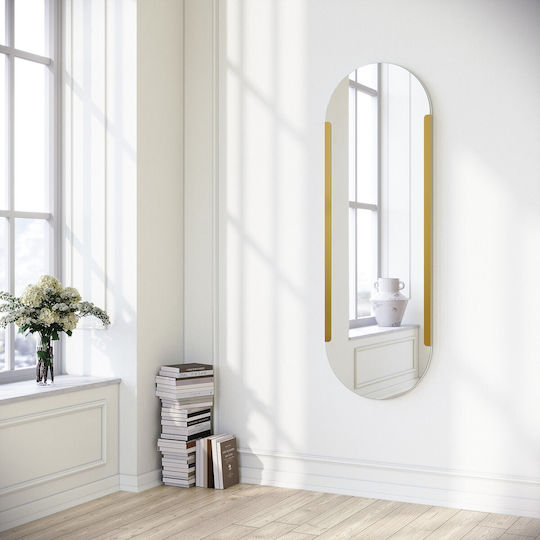 Aberto Design Caprice Καθρέπτης Τοίχου Ολόσωμος Οβάλ με Κίτρινο Μεταλλικό Πλαίσιο 150x50cm