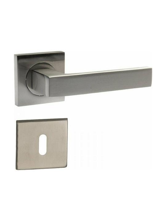 Import Hellas Middle Door Matte Lever with Rosette for Both Sides Placement Matt Nickel Pair 52081