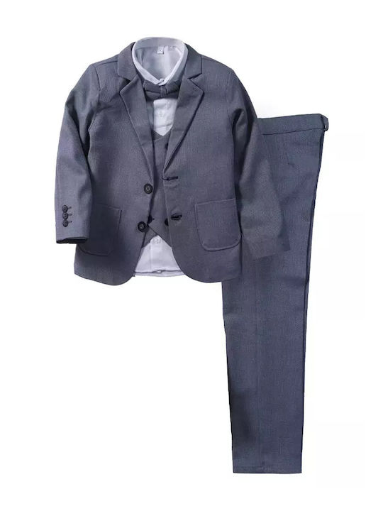 Online Boys Baptism Suit with Vest Gray