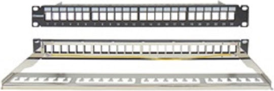 Eucom Patch Panel για Rack 1U 19" 24 Θυρών Μαύρο