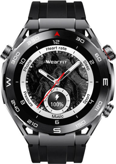 Microwear HW5 Smartwatch με Παλμογράφο (Black Silicone)