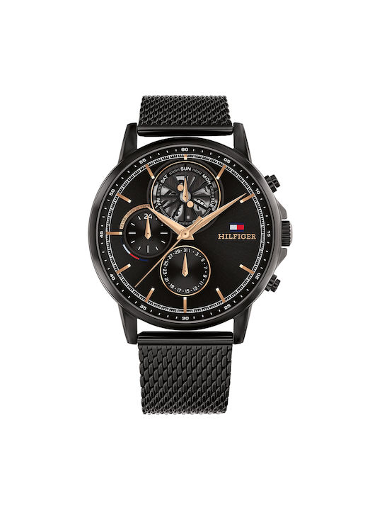 Tommy Hilfiger Watch Chronograph Battery with Black Metal Bracelet