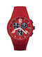 Swatch Watch Chronograph Battery with Red Rubber Strap