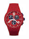 Swatch Primarily Red Ανδρικό Ρολόι 42mm Χρονογράφος Μπαταρίας με Κόκκινο Καουτσούκ Λουράκι