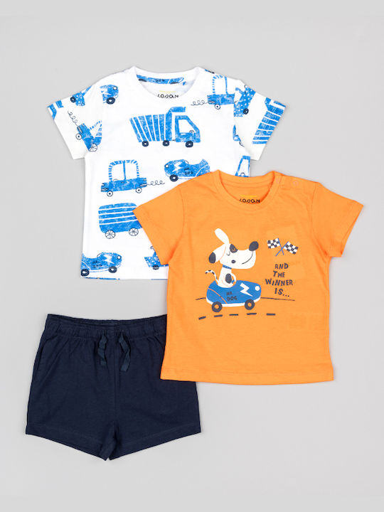 Losan Kids Set with Shorts Summer 3pcs Orange