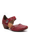 Leder Pumps mit Mittelhohem Absatz Rot