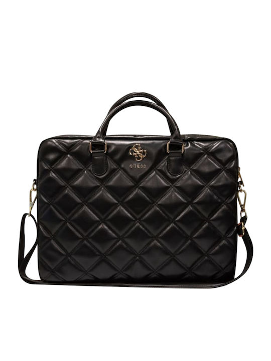 Guess Quilted 4G Чанта за Рамо / Ръчна за лаптоп 15" в Черен цвят