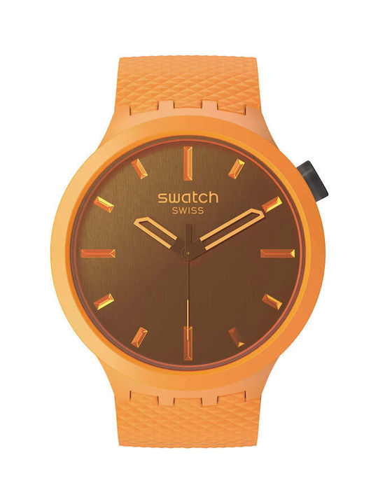 Swatch Watch with Orange Rubber Strap