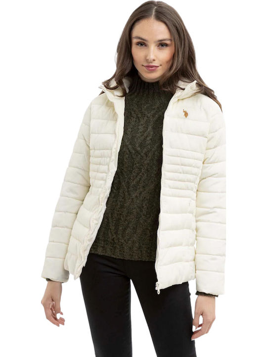 Kurz Damen Puffer Jacke für Winter Ecru