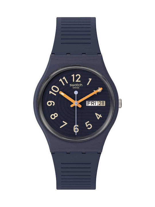 Swatch Trendy Lines At Night Ανδρικό Ρολόι 34mm Μπαταρίας με Μπλε Καουτσούκ Λουράκι