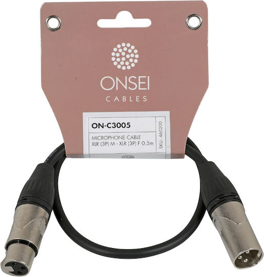 Onsei Cablu XLR de sex masculin - XLR de sex feminin Negru 0.5m ON-C3005