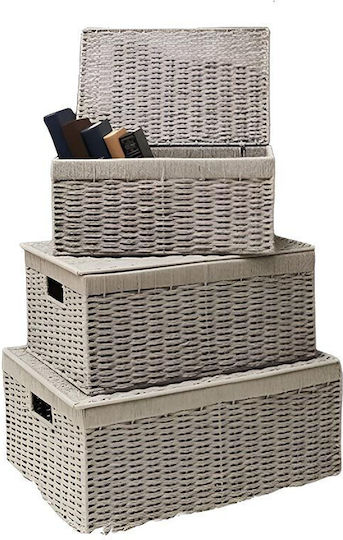 Kunststoff Aufbewahrungsbox mit Deckel Beige 3Stück
