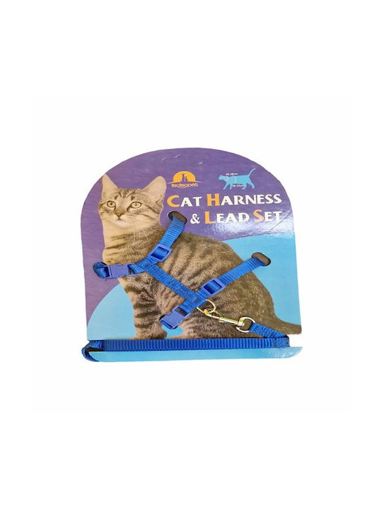 Cat Harness with Guide Blue