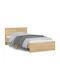 Κρεβάτι Μονό Ξύλινο Sonoma Δρυς με Τάβλες για Στρώμα 100x200cm
