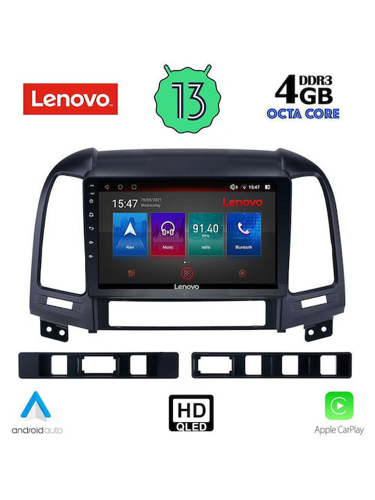 Lenovo Car-Audiosystem für Hyundai Santa Fe 2005-2013 (Bluetooth/USB/AUX/WiFi/GPS/Apple-Carplay/Android-Auto) mit Touchscreen 9"
