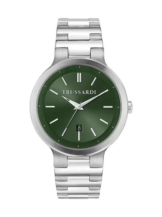 Trussardi Men's Watch 41mm Battery with Silver Metal Bracelet