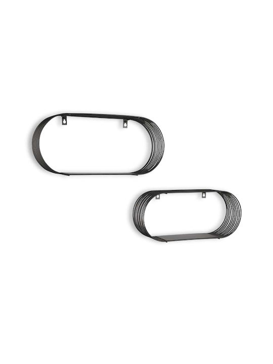 Wall Shelves Jessica Black 2 Pieces 43x10x18cm